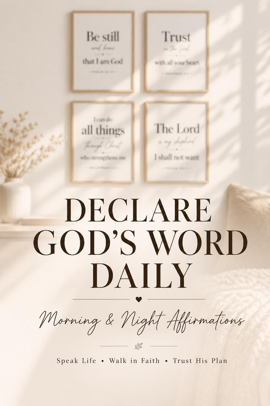 Set of 4 Minimalist Bible Verse Prints, Christian Scripture Wall Art (Instant Download)