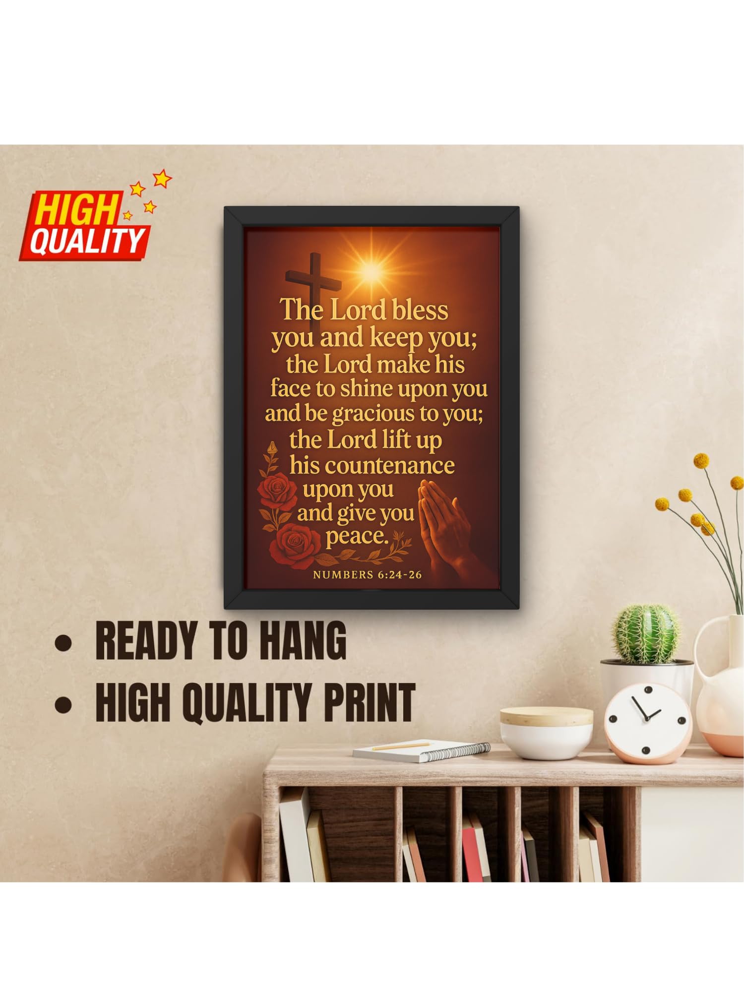 Uryans - Let's Upgrade Together Numbers 6-24-26 Bible Verse Wall Frame | Christian Living, Bedroom & Kids Room Decor A4 Size (13.6 x 10.2 inches)