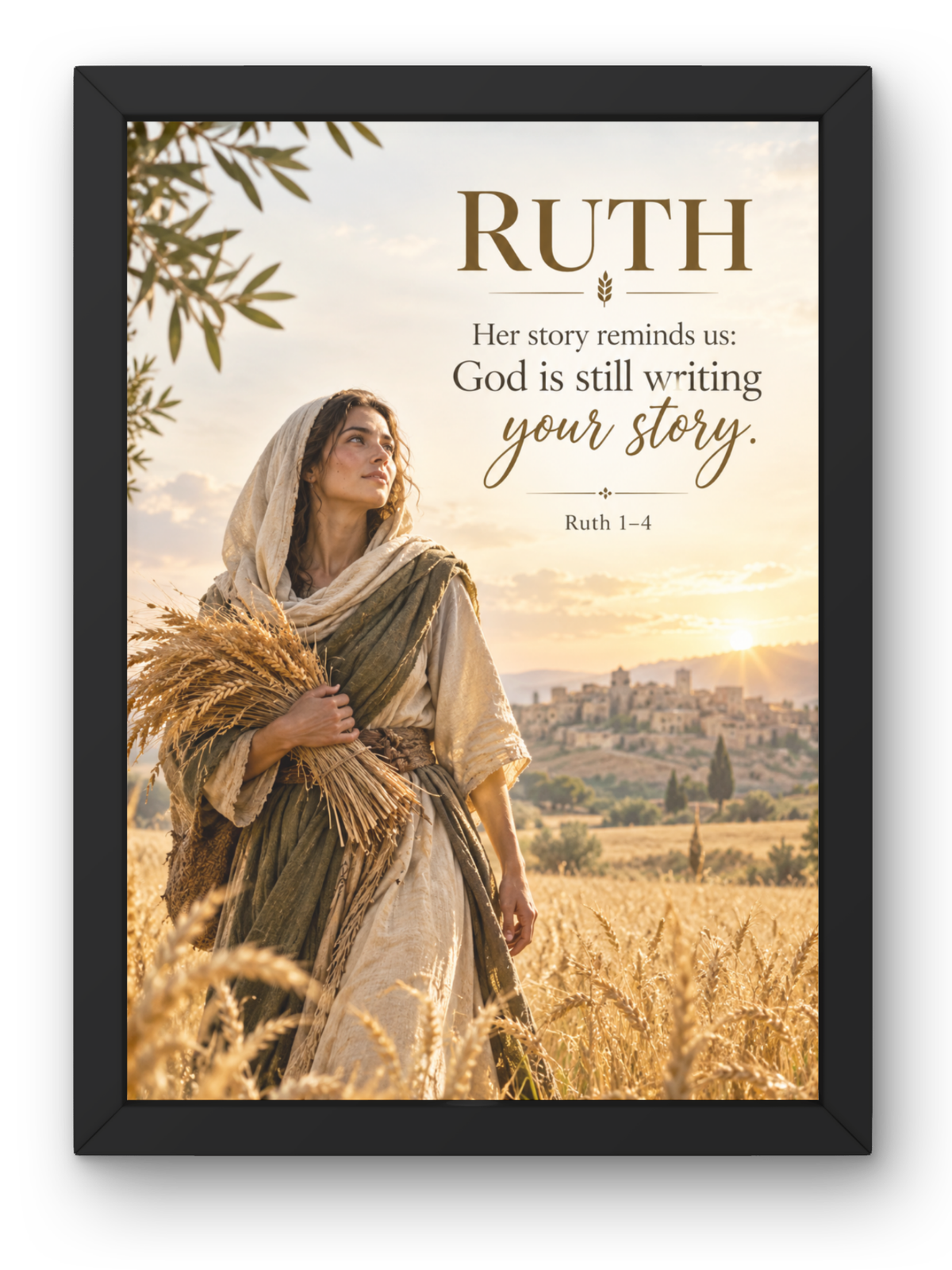 Ruth Bible Story Wall Frame | “God Is Still Writing Your Story” Christian Wall Art | Inspirational Scripture Decor for Home, Bedroom & Prayer Room | Ruth 1-4 | A4 Premium Religious Gift