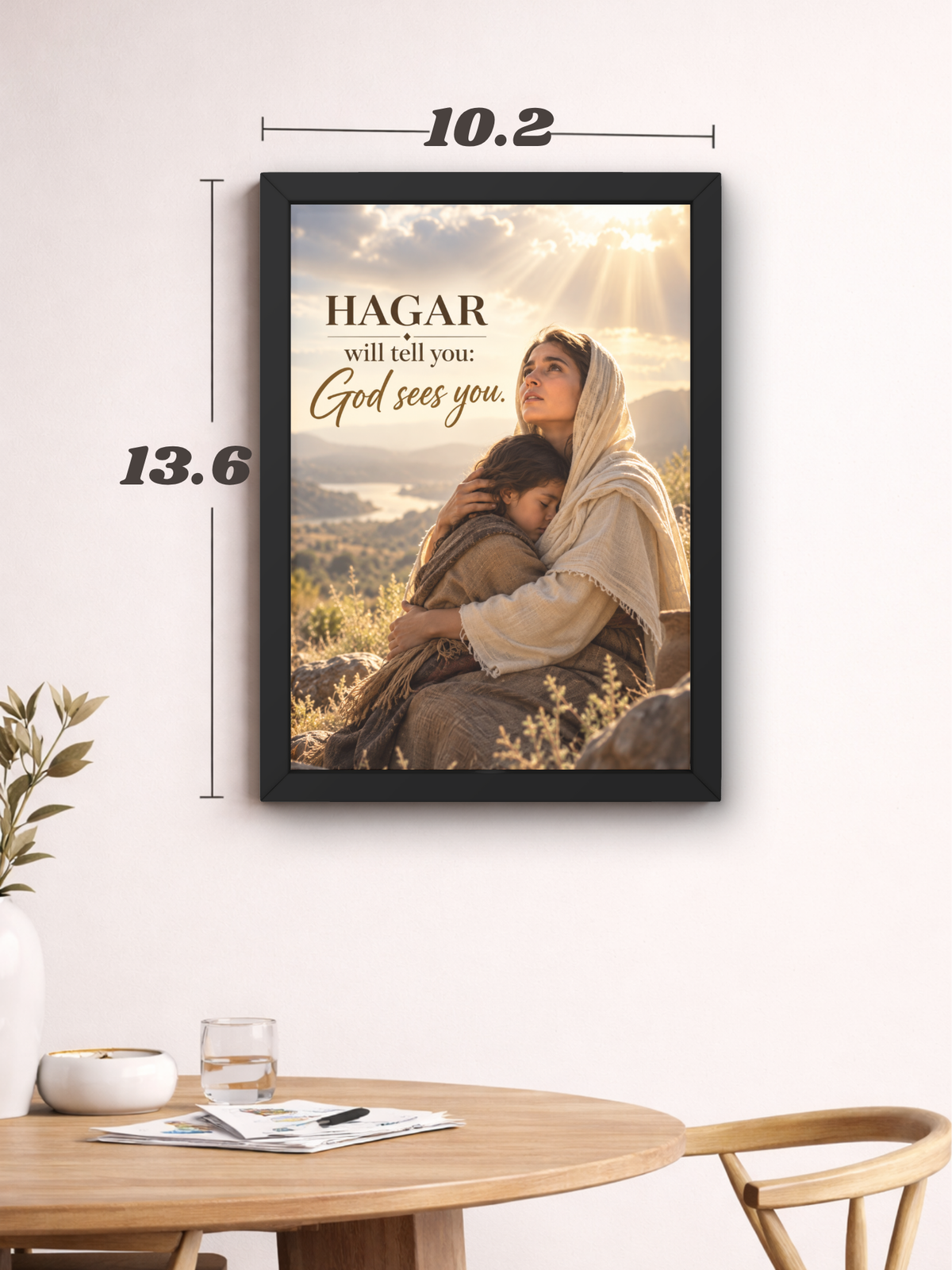 Hagar Bible Story Wall Frame | “God Sees You” Christian Wall Art | Inspirational Scripture Decor for Home, Bedroom & Prayer Room | Hagar Story from Genesis | A4 Premium Religious Gift