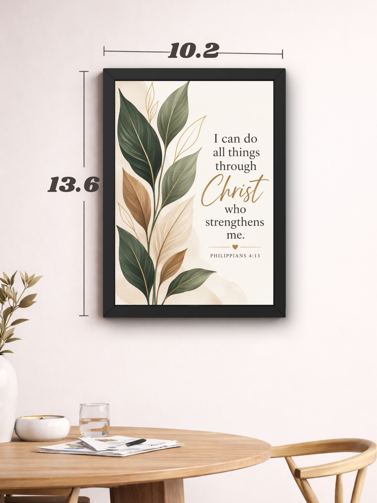 Philippians 4:13 Bible Verse Wall Frame | “I Can Do All Things Through Christ Who Strengthens Me” Christian Wall Art | Inspirational Scripture Decor for Home, Bedroom & Prayer Room | A4 Premium Religious Gift