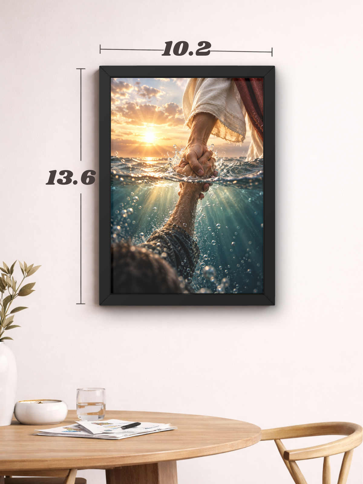 Jesus Saves Christian Wall Frame | Jesus Holding Your Hand Through the Storm | Inspirational Faith & Hope Wall Art for Home, Bedroom & Prayer Room | Christian Religious Decor | A4 Premium Gift
