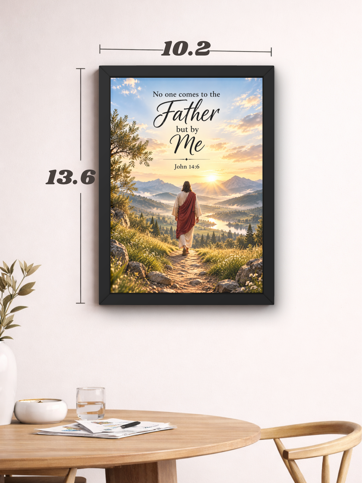 No One Comes to the Father but by Me Christian Wall Frame | John 14:6 Bible Verse Wall Art | Jesus Inspirational Faith Decor | A4 Premium Frame