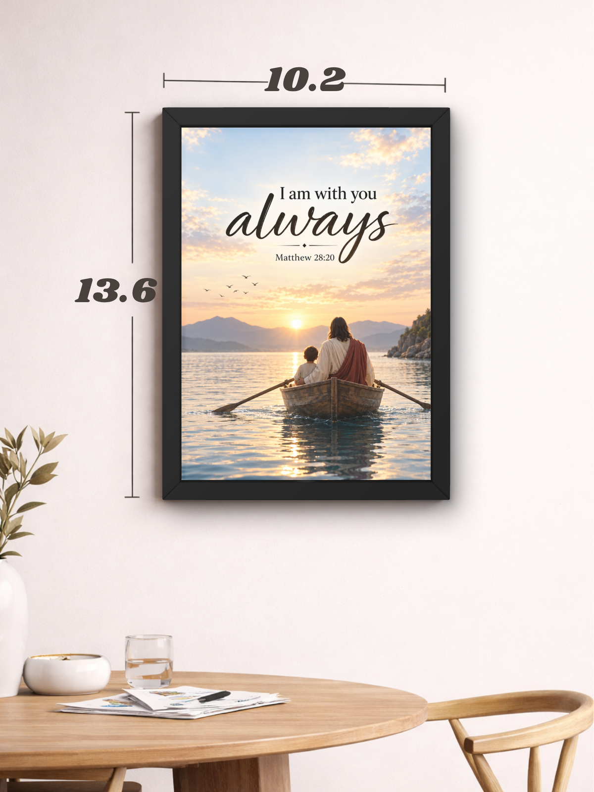 I Am With You Always Christian Wall Frame | Matthew 28:20 Bible Verse Wall Art | Jesus Faith & Hope Inspirational Decor for Home, Bedroom, Prayer Room & Office | Christian Religious Gift | A4 Premium Frame