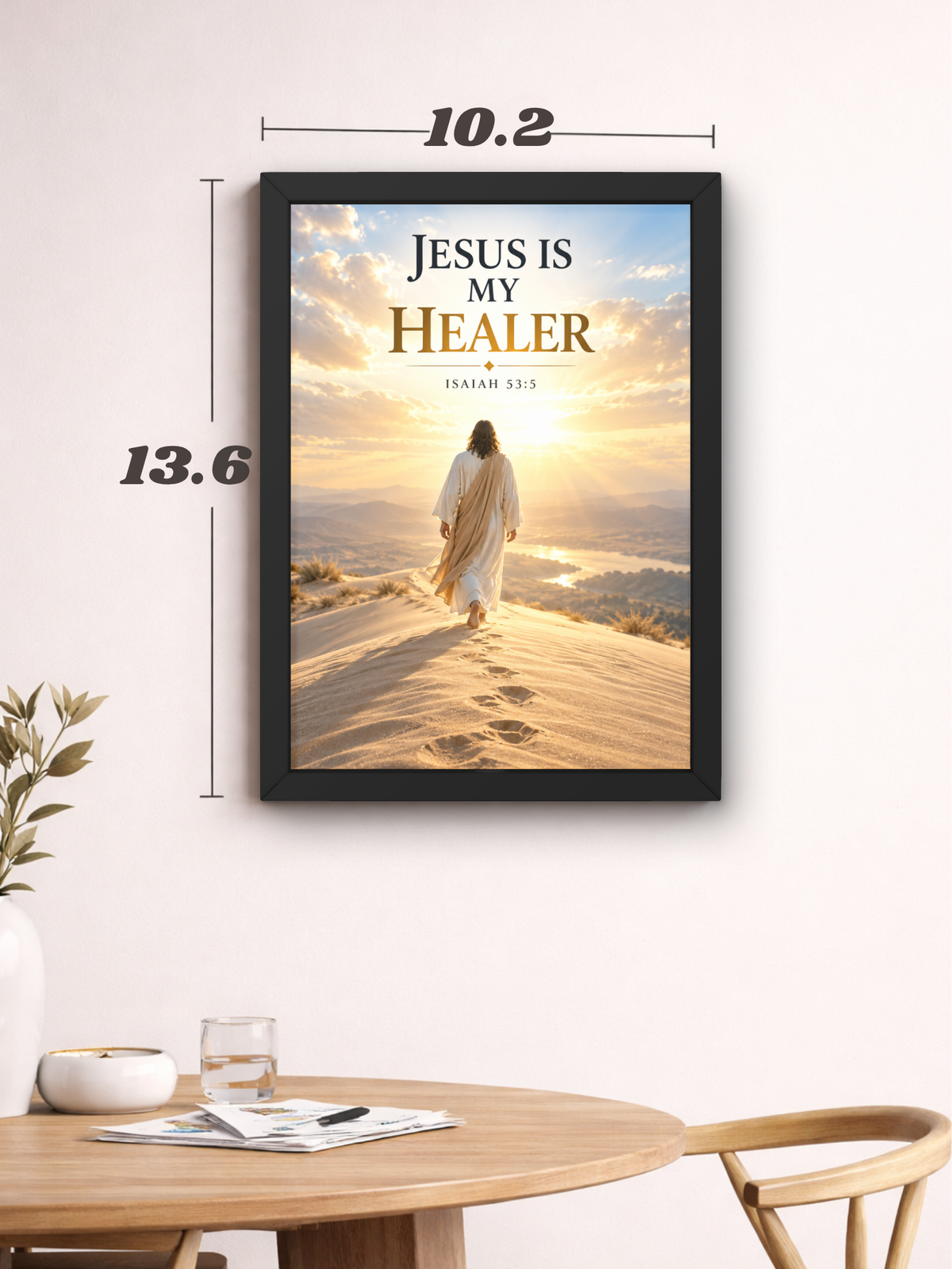 Jesus Is My Healer Bible Verse Wall Frame | Isaiah 53:5 Christian Wall Art | Jesus Christ Inspirational Scripture Decor for Home, Bedroom & Prayer Room | A4 Premium Religious Gift