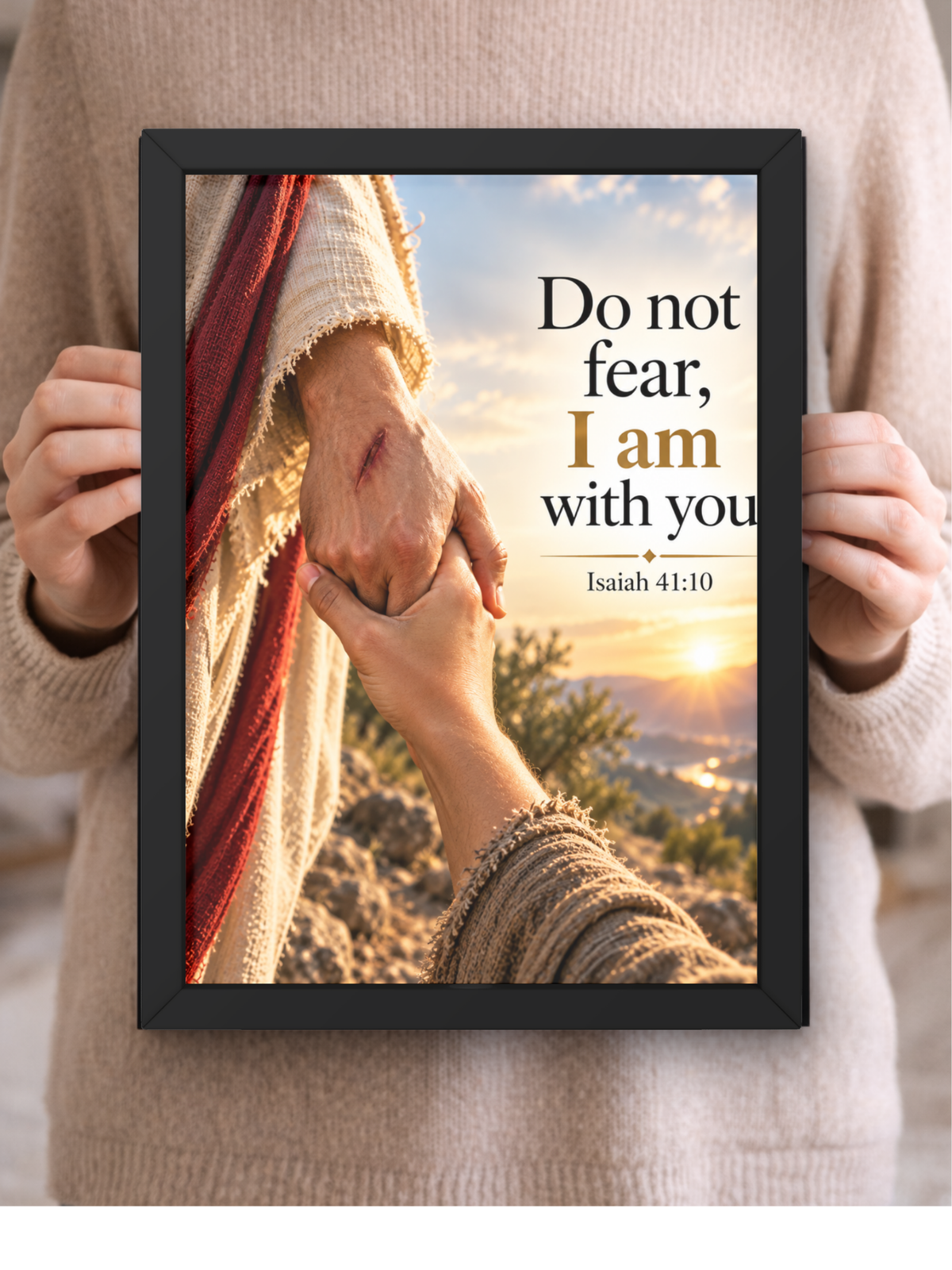 Do Not Fear I Am With You Christian Wall Frame | Isaiah 41:10 Bible Verse Wall Art | Inspirational Faith & Hope Decor | Jesus Christian Home Decor for Bedroom, Prayer Room & Office | Religious Gift | A4 Premium Frame