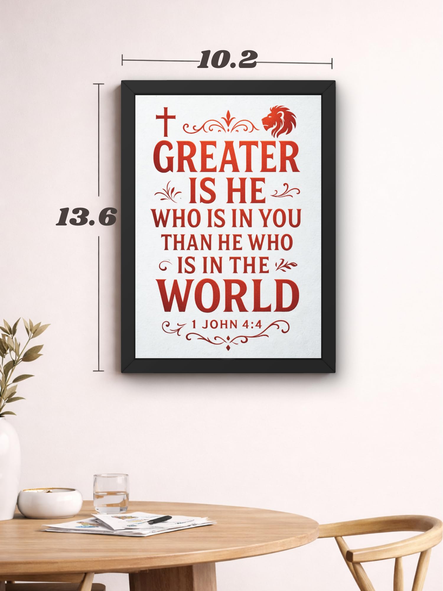 Uryans - Let's Upgrade Together 1 john 4-4 Bible Verse Wall Frame | Christian Living, Bedroom & Kids Room Decor A4 Size (13.6 x 10.2 inches)