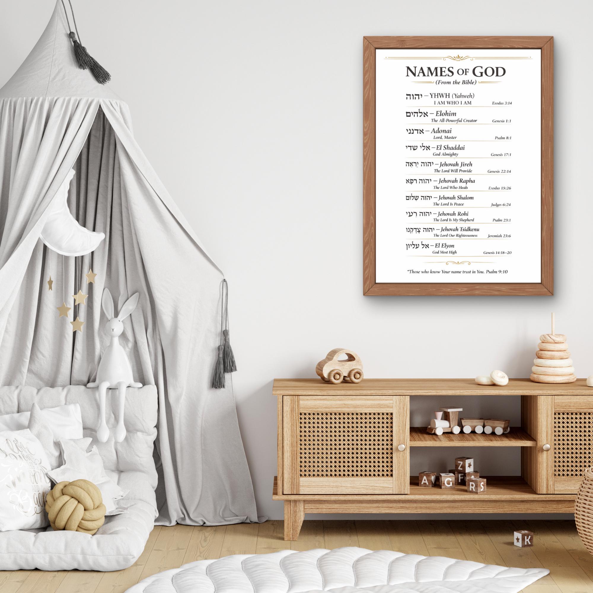 Hebrew Names of God Poster, Bible Verses, Christian Wall Art (Digital Download), Wall Decor