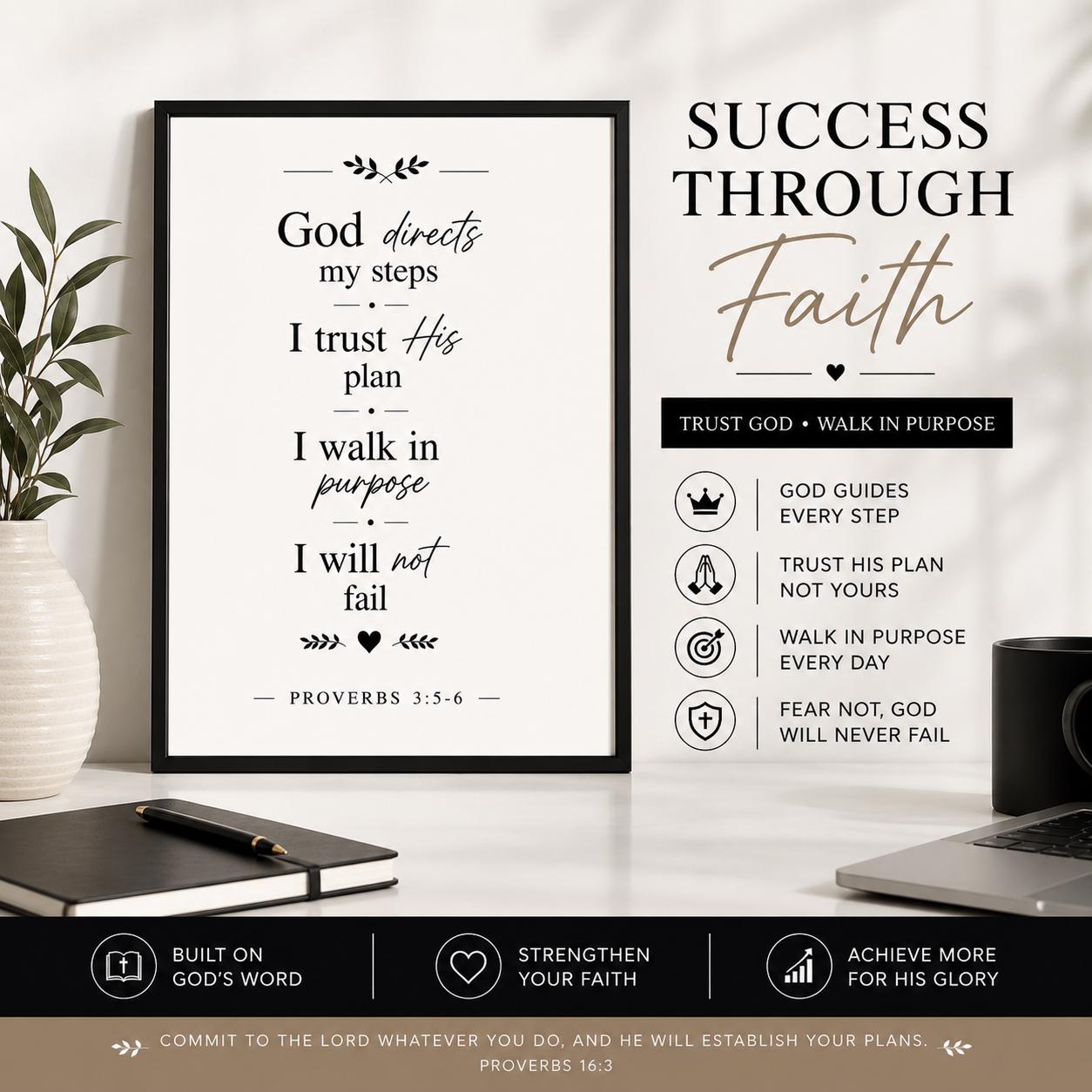 Set of 3 Christian Affirmation Prints, Bible Verse Declarations, Faith Quotes Decor (Instant Download)