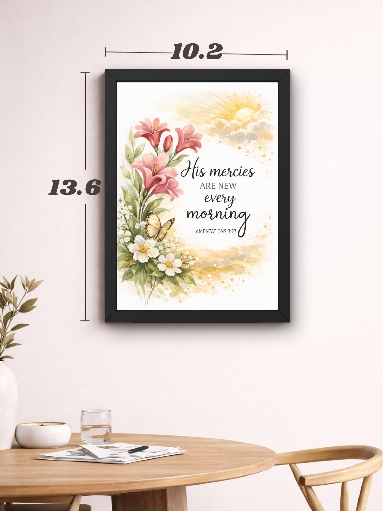 Uryans - Let's Upgrade Together Lamentations 3-23 Bible Verse Wall Frame | Christian Living, Bedroom & Kids Room Decor A4 Size (13.6 x 10.2 inches)