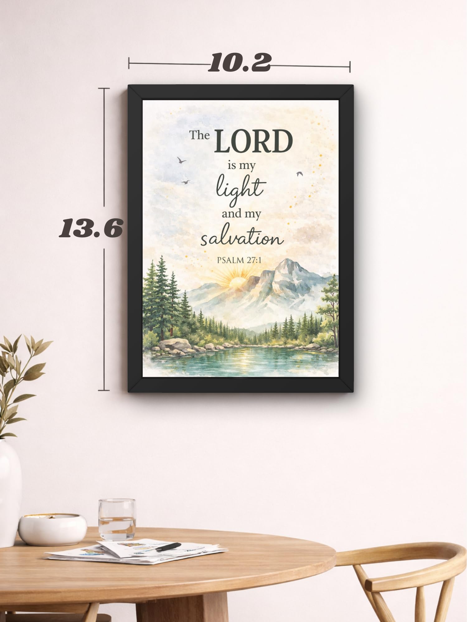 Uryans - Let's Upgrade Together Psalm 27-1 Bible Verse Wall Frame | Christian Living, Bedroom & Kids Room Decor A4 Size (13.6 x 10.2 inches)