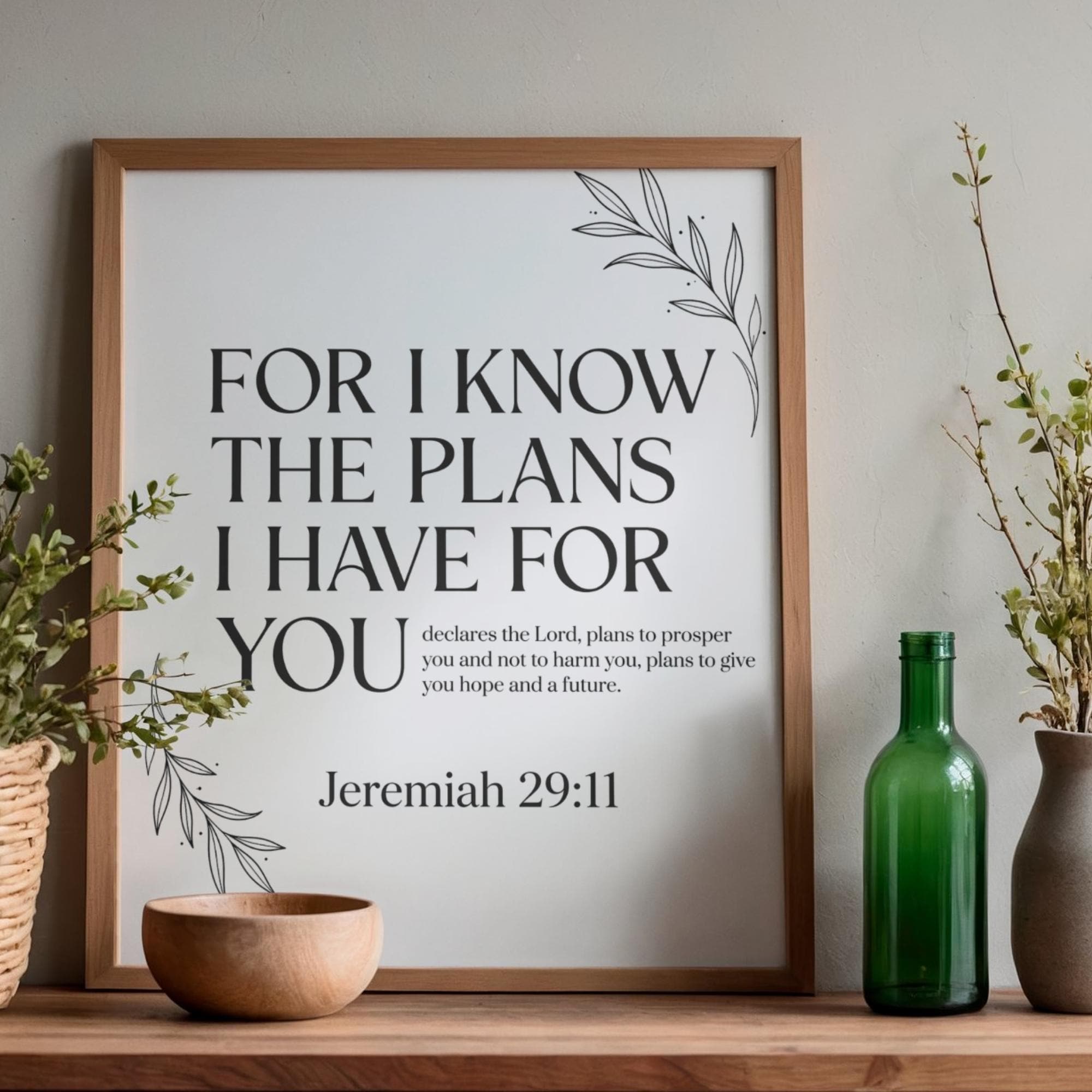 Jeremiah 29:11 Bible Verse Print, Minimalist Scripture Poster (Digital Download)