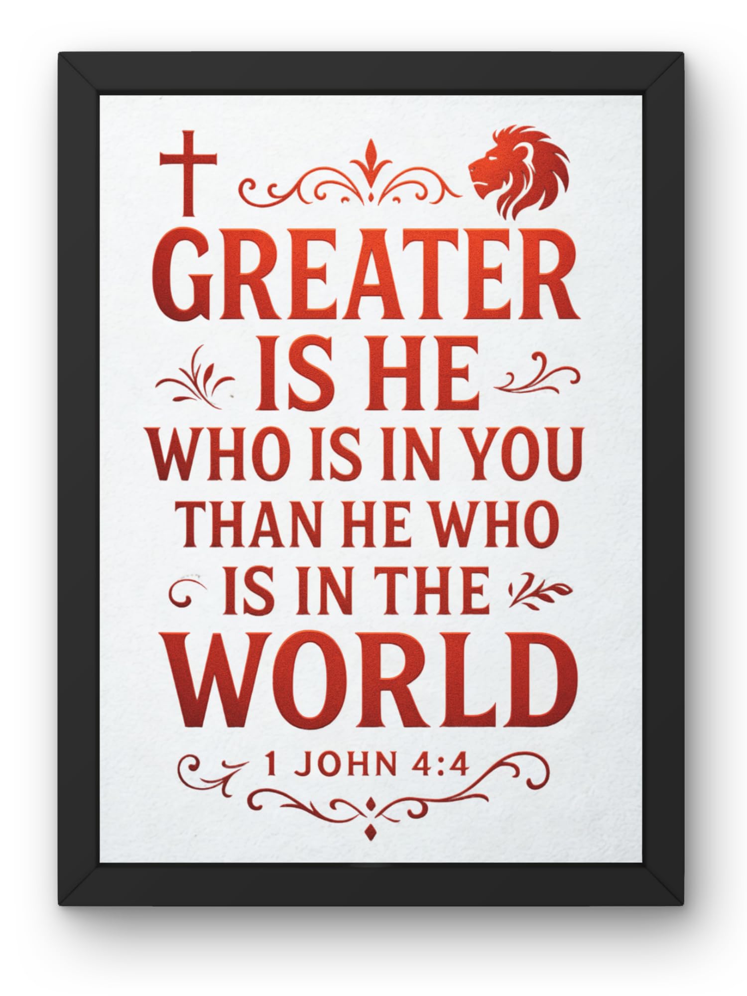 Uryans - Let's Upgrade Together 1 john 4-4 Bible Verse Wall Frame | Christian Living, Bedroom & Kids Room Decor A4 Size (13.6 x 10.2 inches)