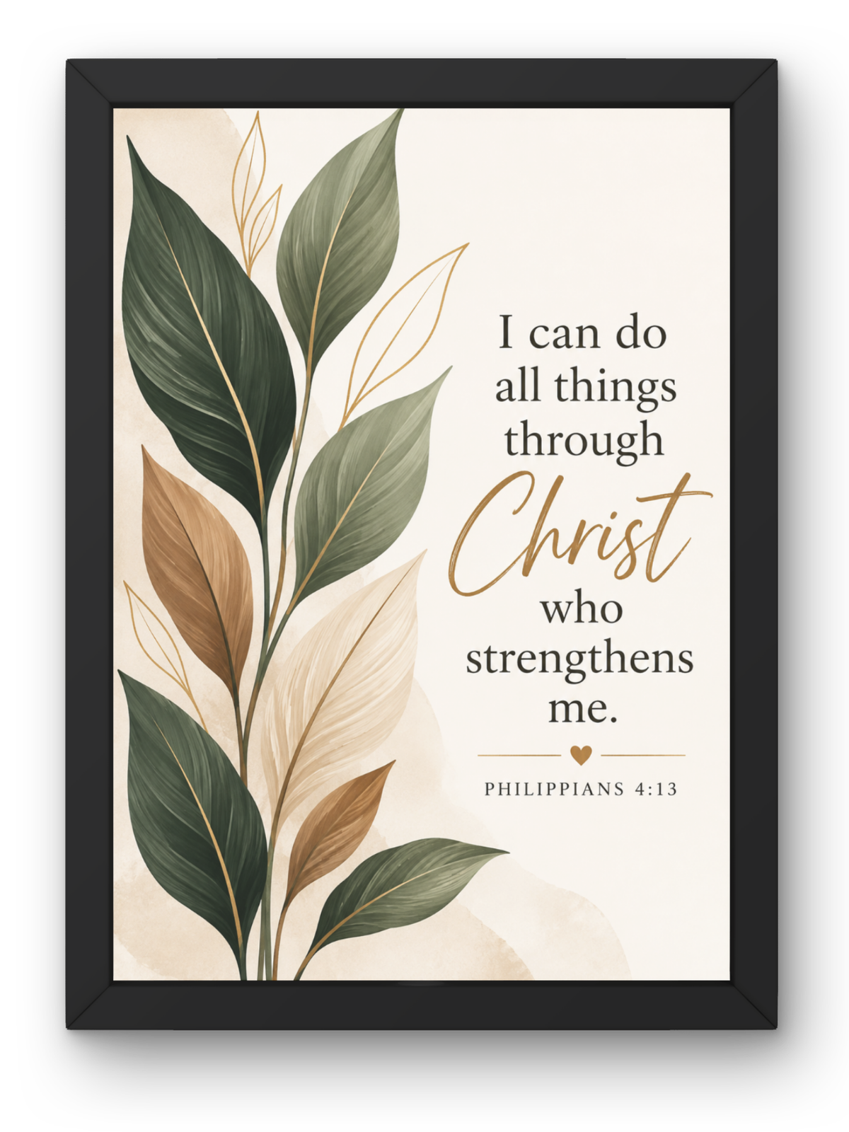 Philippians 4:13 Bible Verse Wall Frame | “I Can Do All Things Through Christ Who Strengthens Me” Christian Wall Art | Inspirational Scripture Decor for Home, Bedroom & Prayer Room | A4 Premium Religious Gift