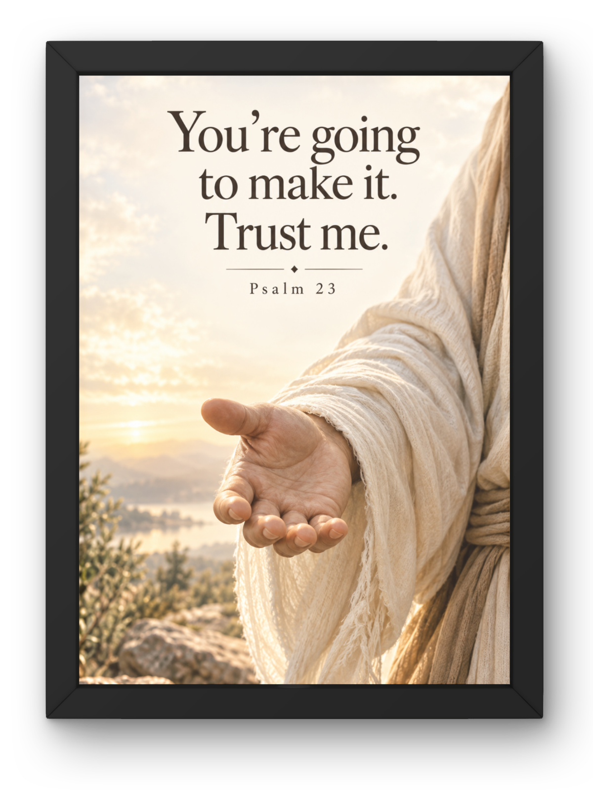 Psalm 23 Bible Verse Wall Frame | “You’re Going to Make It. Trust Me.” Christian Wall Art | Jesus Faith & Inspirational Scripture Decor for Home, Bedroom & Prayer Room | A4 Premium Religious Gift