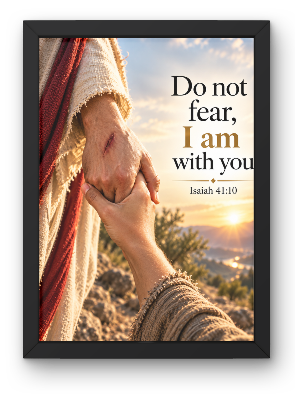 Do Not Fear I Am With You Christian Wall Frame | Isaiah 41:10 Bible Verse Wall Art | Inspirational Faith & Hope Decor | Jesus Christian Home Decor for Bedroom, Prayer Room & Office | Religious Gift | A4 Premium Frame