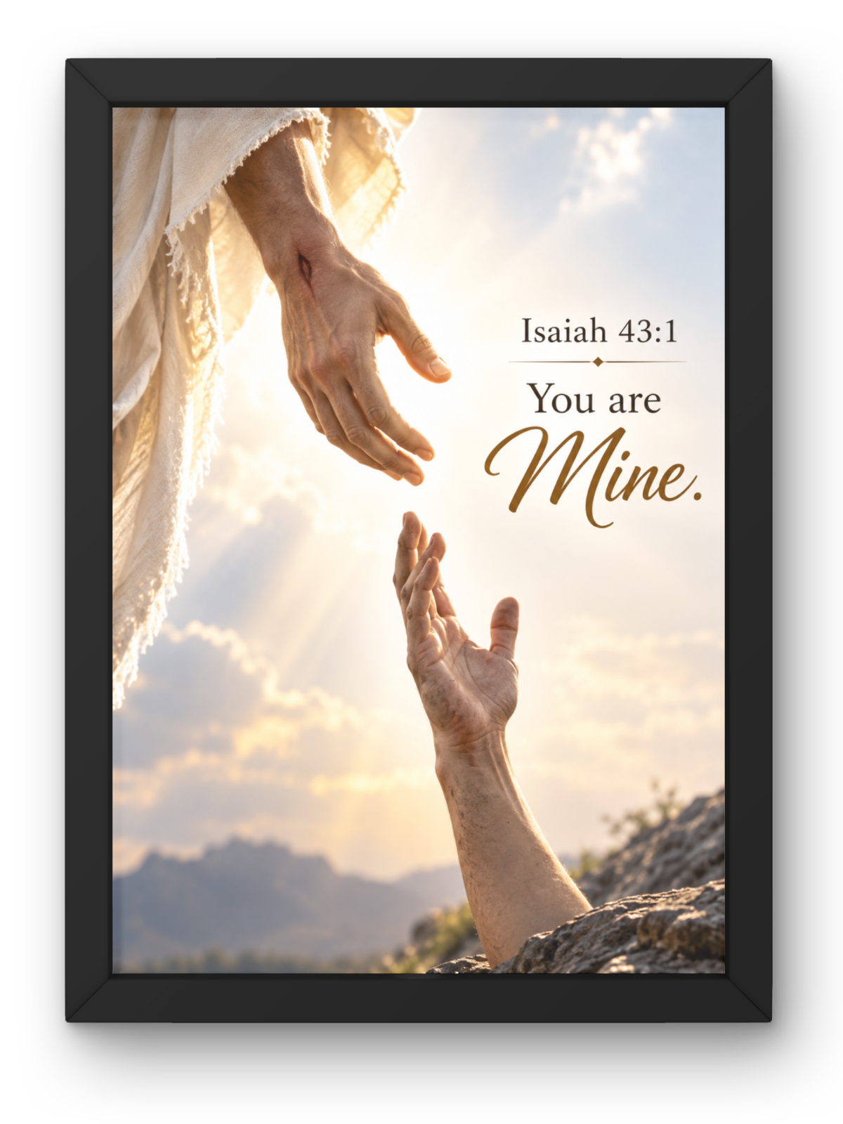 You Are Mine Christian Wall Frame | Isaiah 43:1 Inspirational Bible Verse Wall Art | Jesus Faith & Hope Decor for Home, Bedroom, Prayer Room & Office | Christian Religious Gift | A4 Premium Frame