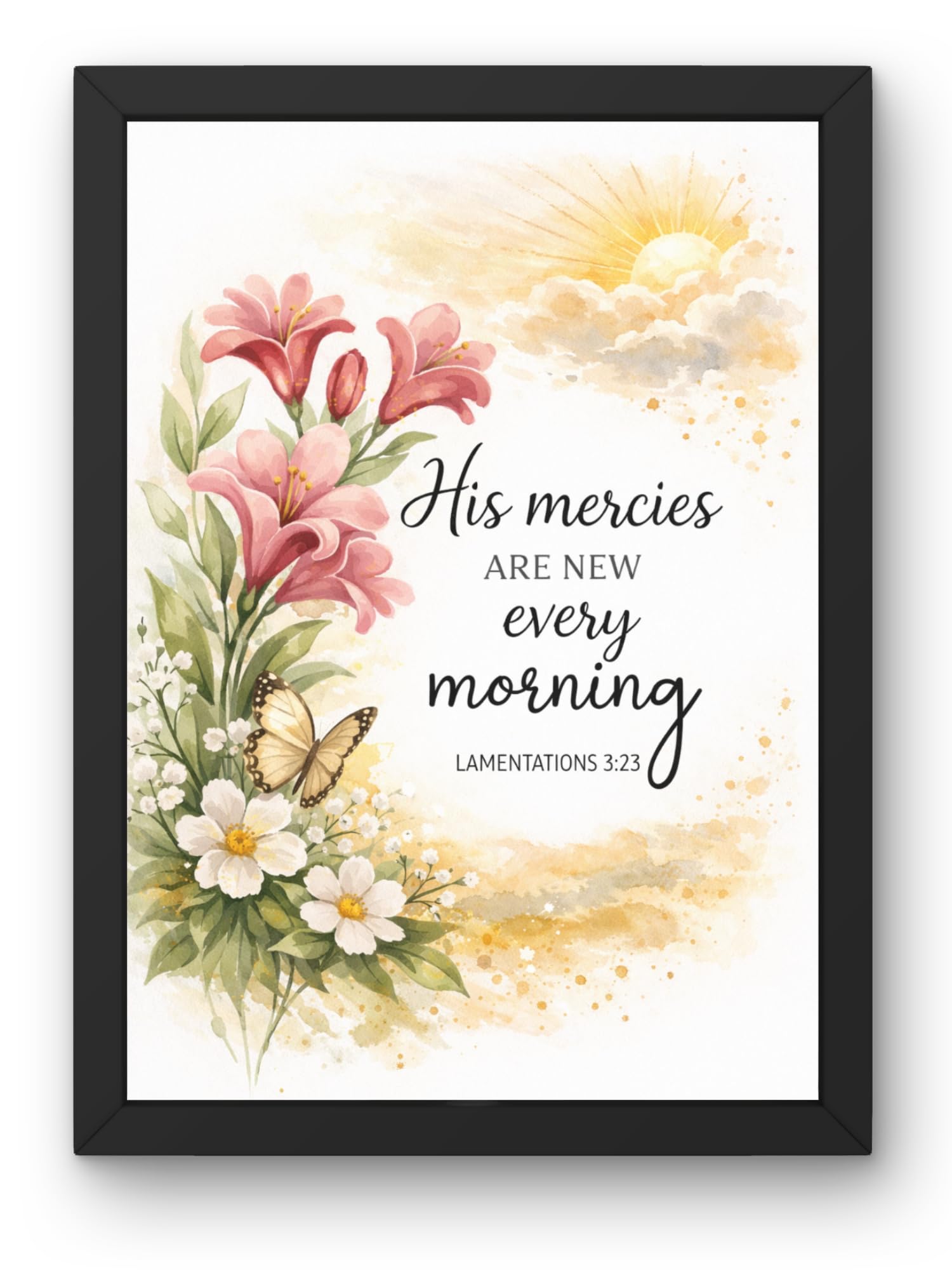 Uryans - Let's Upgrade Together Lamentations 3-23 Bible Verse Wall Frame | Christian Living, Bedroom & Kids Room Decor A4 Size (13.6 x 10.2 inches)