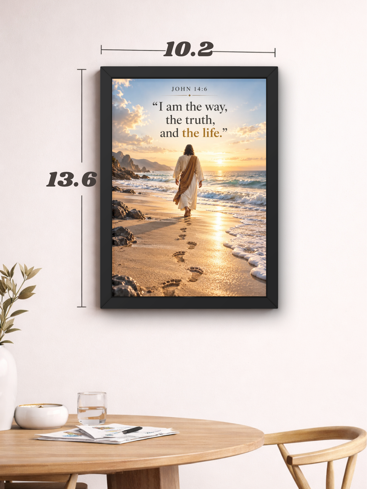 John 14:6 Bible Verse Wall Frame | “I Am the Way, the Truth and the Life” Christian Wall Art | Jesus Christ Inspirational Scripture Decor for Home, Bedroom & Prayer Room | A4 Premium Religious Gift