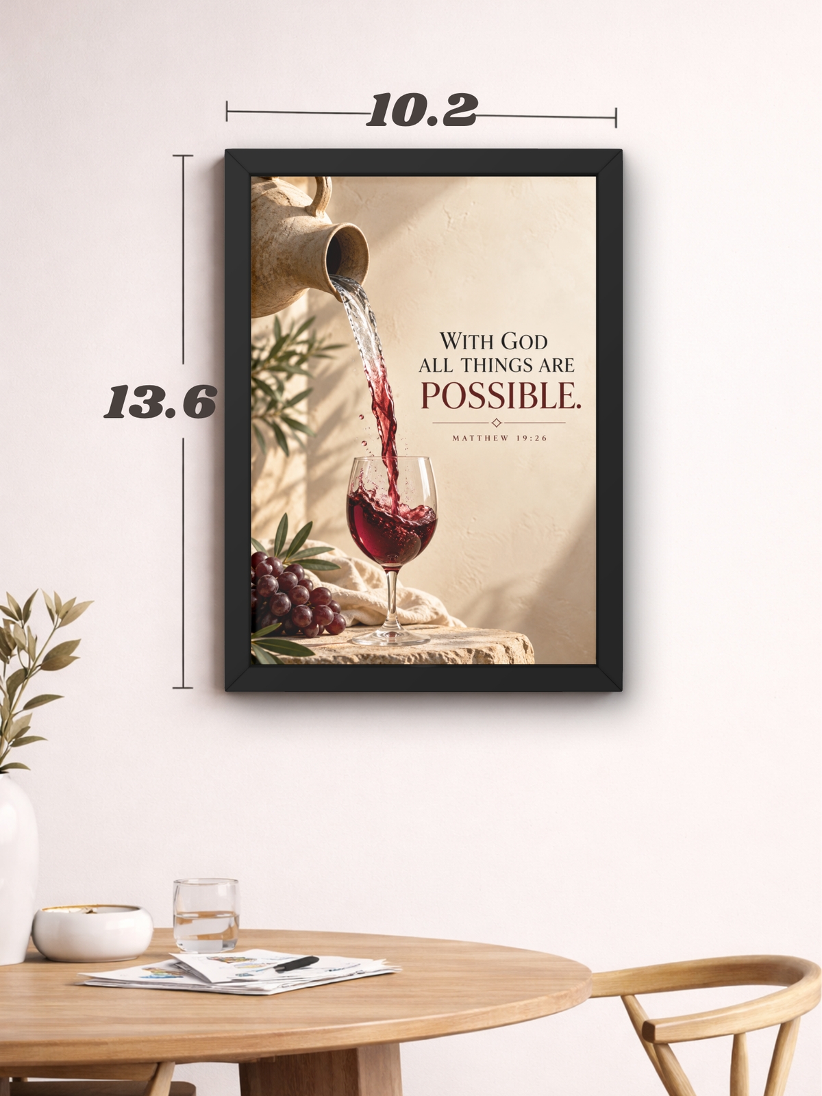 Matthew 19:26 Bible Verse Wall Frame | “With God All Things Are Possible” Christian Wall Art | Inspirational Scripture Decor for Home, Bedroom & Prayer Room | A4 Premium Religious Gift