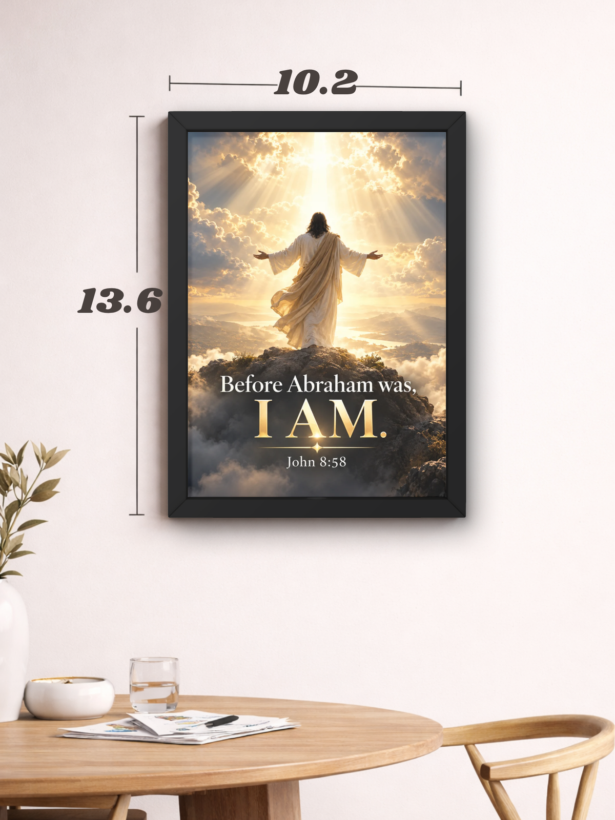 John 8:58 Bible Verse Wall Frame | “Before Abraham Was, I AM” Christian Wall Art | Jesus Christ Scripture Decor for Home, Prayer Room, Bedroom & Office | A4 Premium Religious Gift
