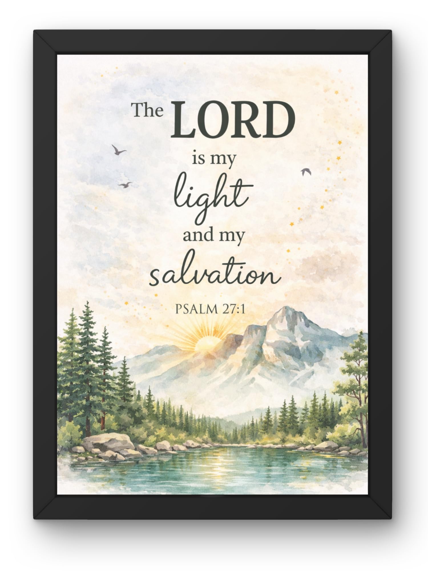 Uryans - Let's Upgrade Together Psalm 27-1 Bible Verse Wall Frame | Christian Living, Bedroom & Kids Room Decor A4 Size (13.6 x 10.2 inches)