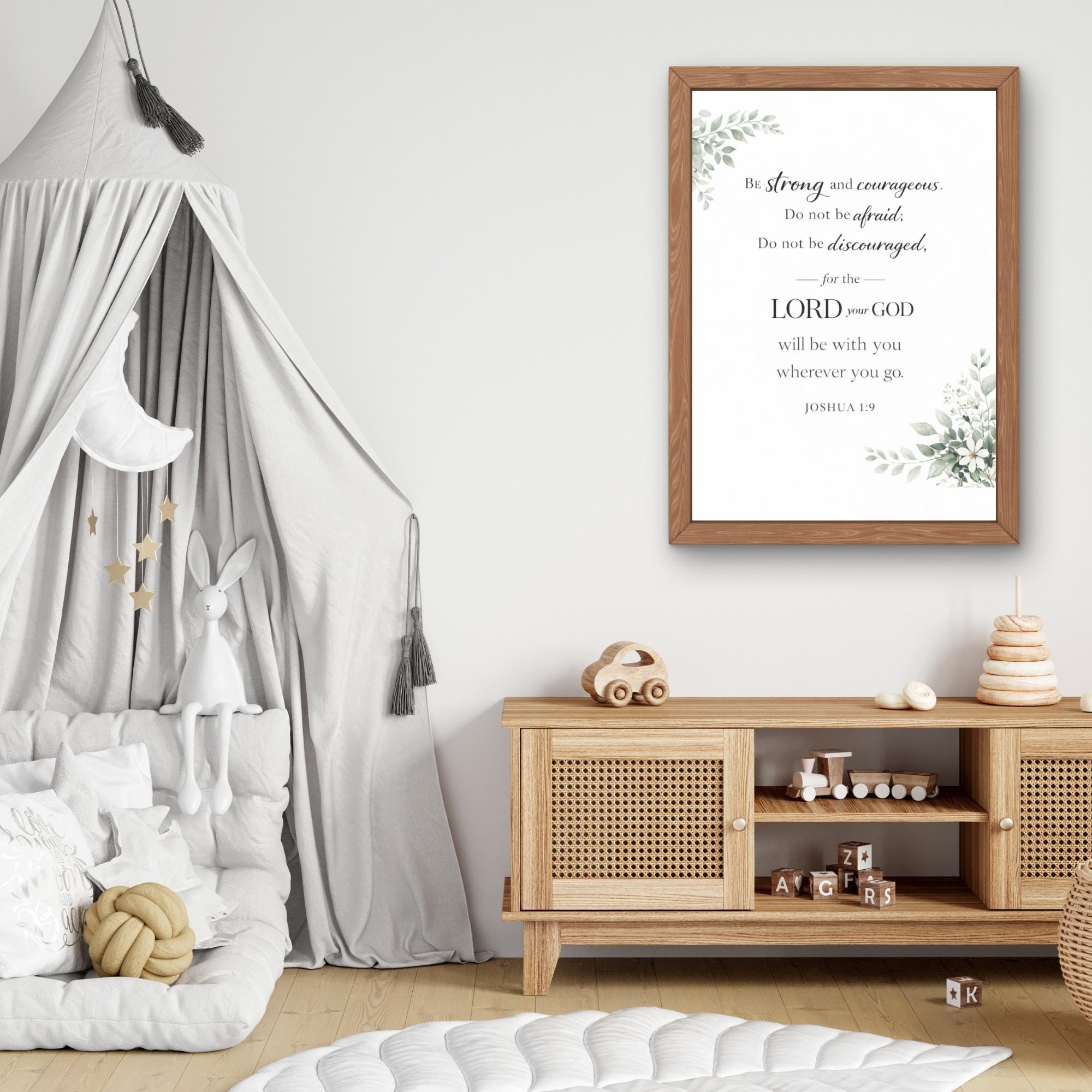 Joshua 1:9 Printable Wall Art, Be Strong Courageous Christian Poster (Digital Download)