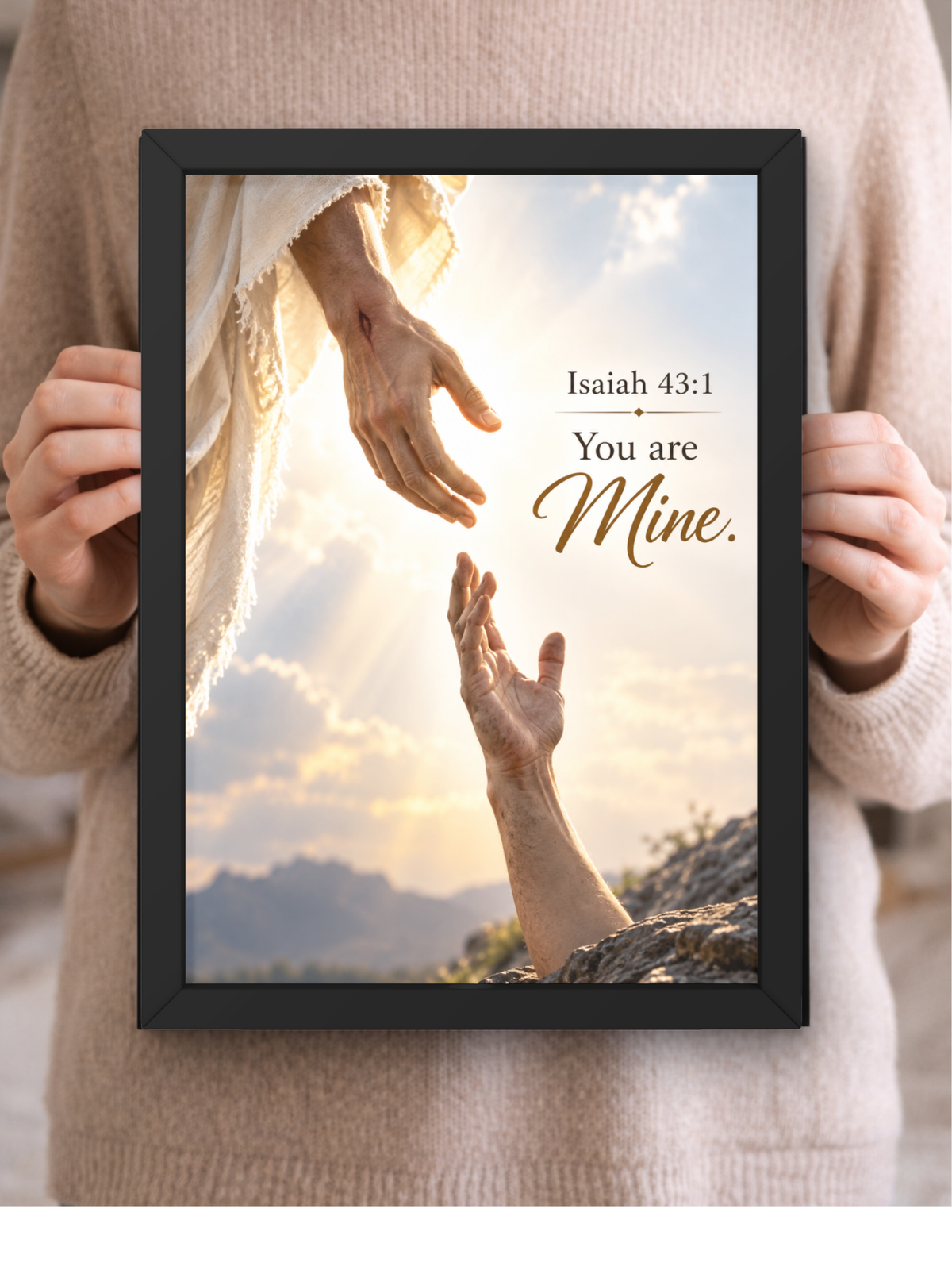 You Are Mine Christian Wall Frame | Isaiah 43:1 Inspirational Bible Verse Wall Art | Jesus Faith & Hope Decor for Home, Bedroom, Prayer Room & Office | Christian Religious Gift | A4 Premium Frame