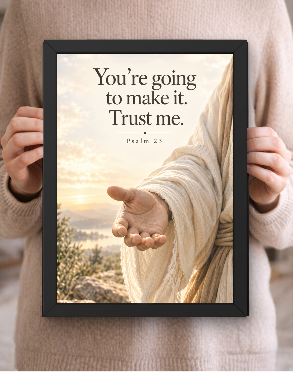 Psalm 23 Bible Verse Wall Frame | “You’re Going to Make It. Trust Me.” Christian Wall Art | Jesus Faith & Inspirational Scripture Decor for Home, Bedroom & Prayer Room | A4 Premium Religious Gift