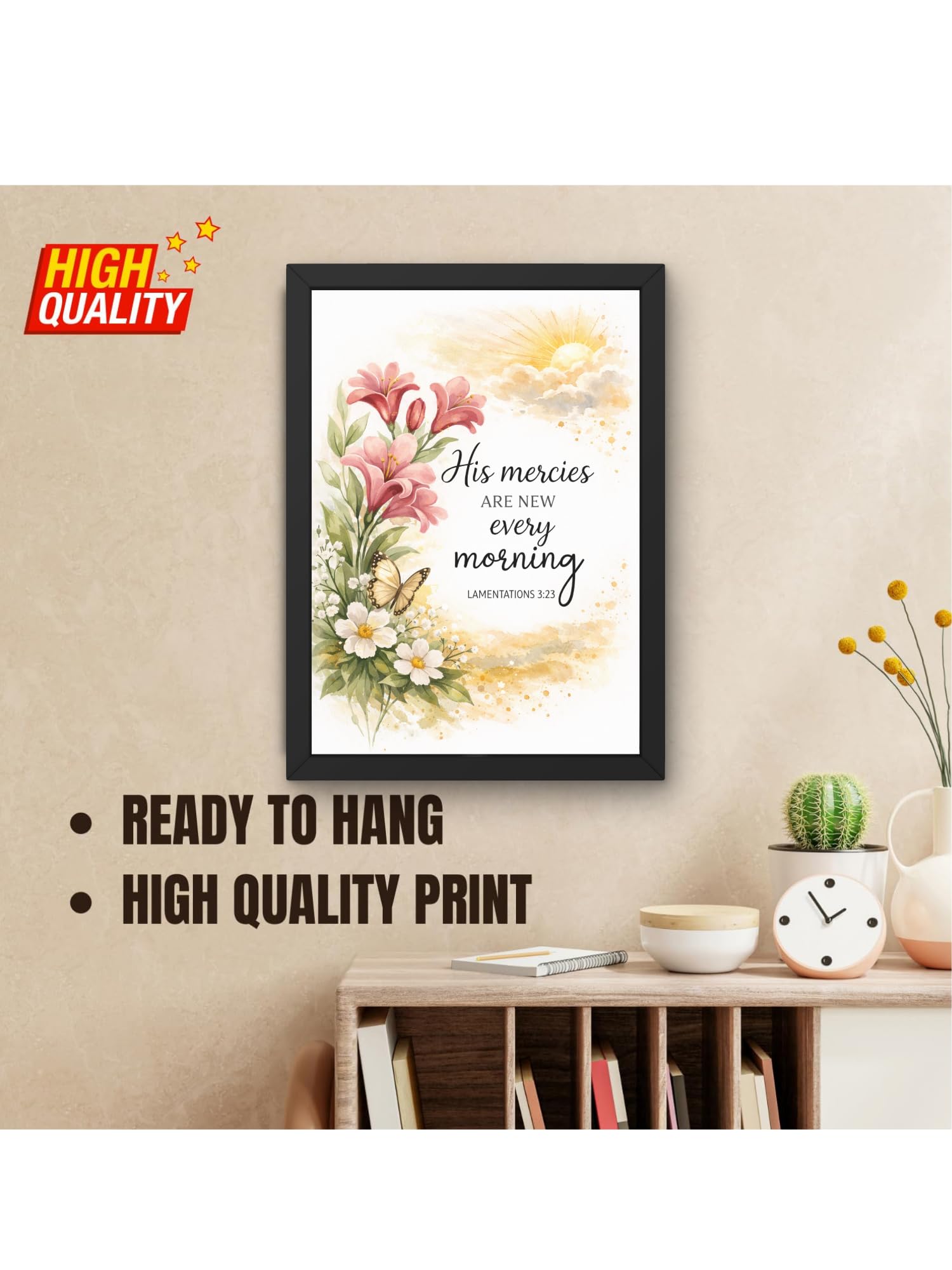 Uryans - Let's Upgrade Together Lamentations 3-23 Bible Verse Wall Frame | Christian Living, Bedroom & Kids Room Decor A4 Size (13.6 x 10.2 inches)