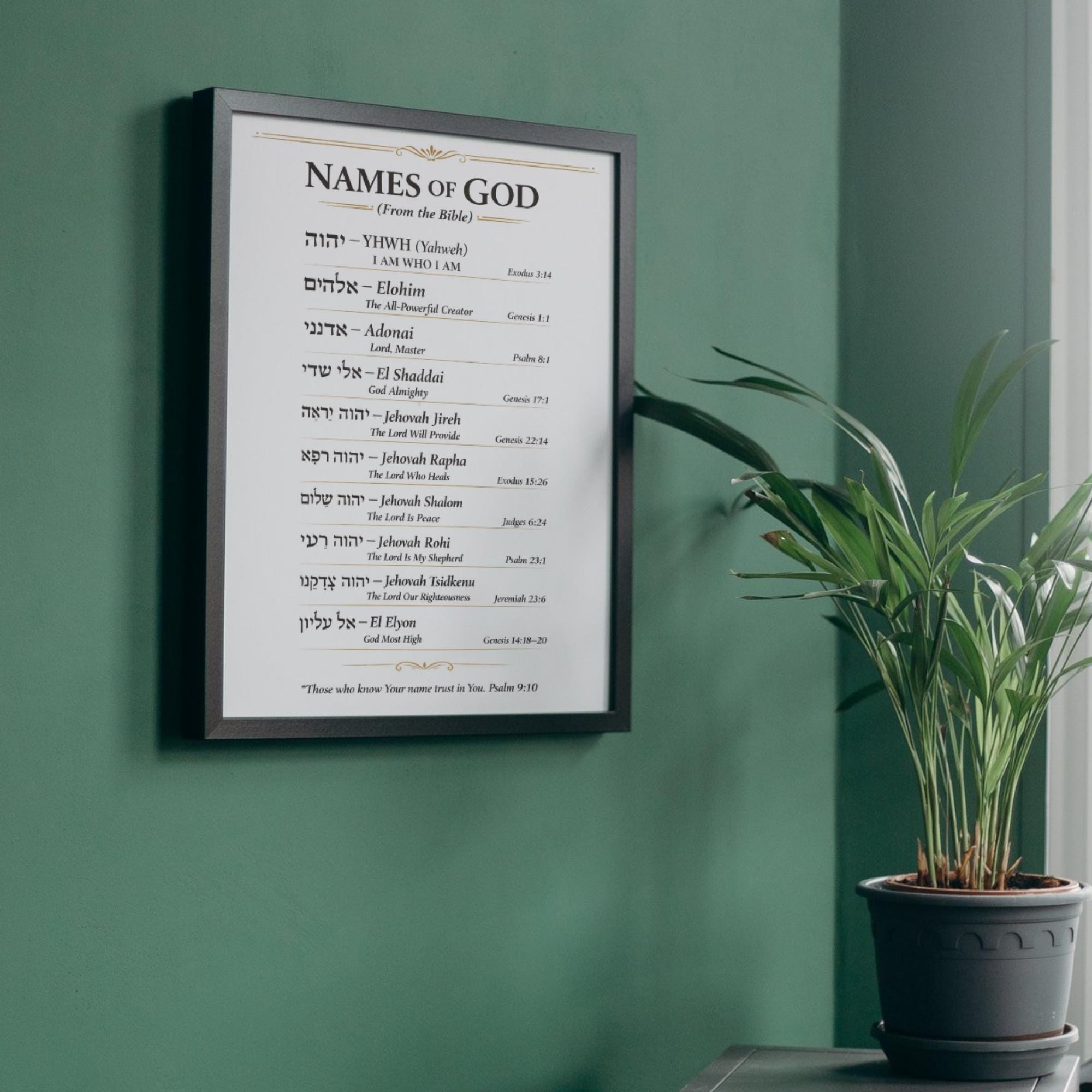 Hebrew Names of God Poster, Bible Verses, Christian Wall Art (Digital Download), Wall Decor