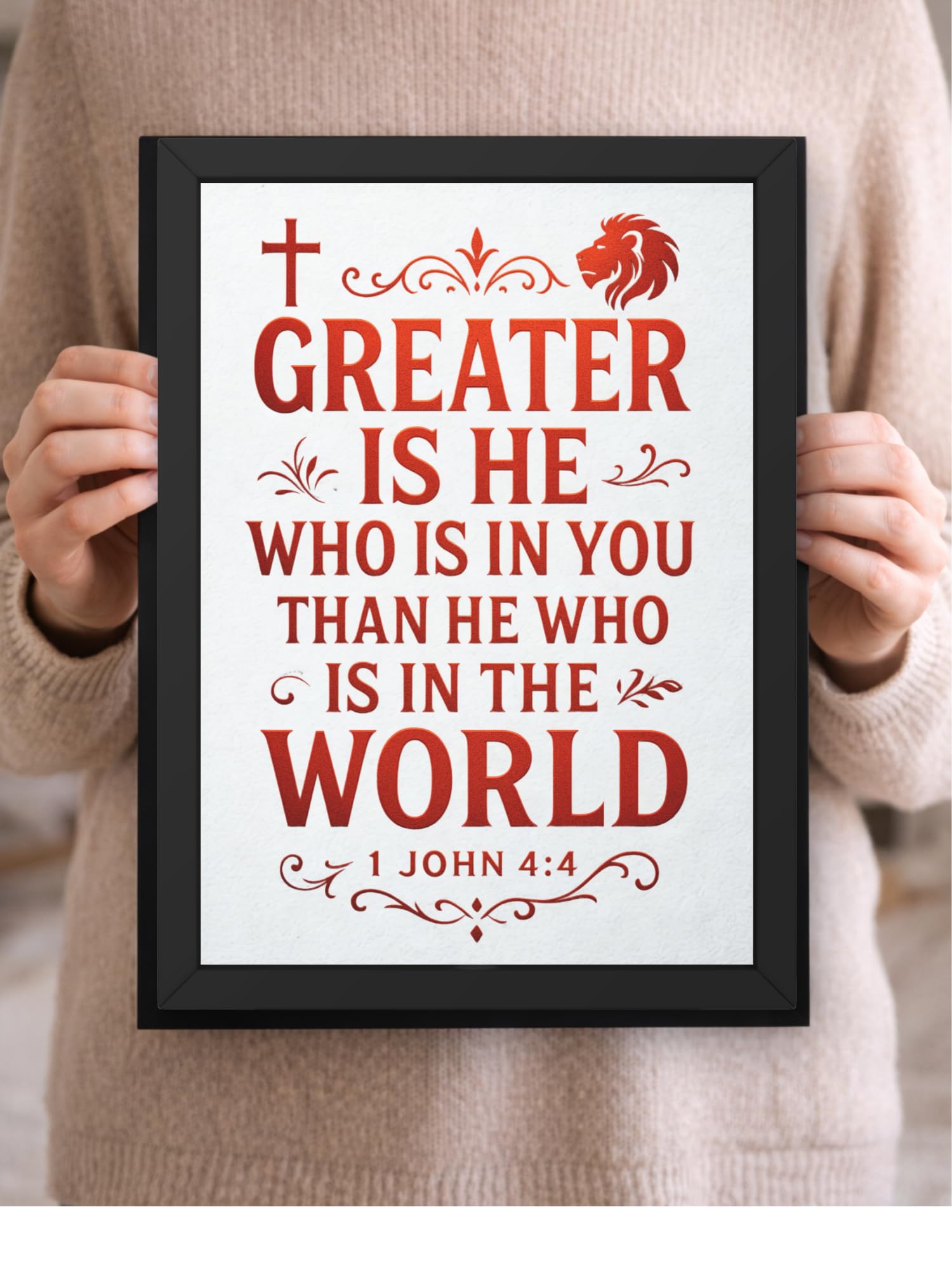 Uryans - Let's Upgrade Together 1 john 4-4 Bible Verse Wall Frame | Christian Living, Bedroom & Kids Room Decor A4 Size (13.6 x 10.2 inches)