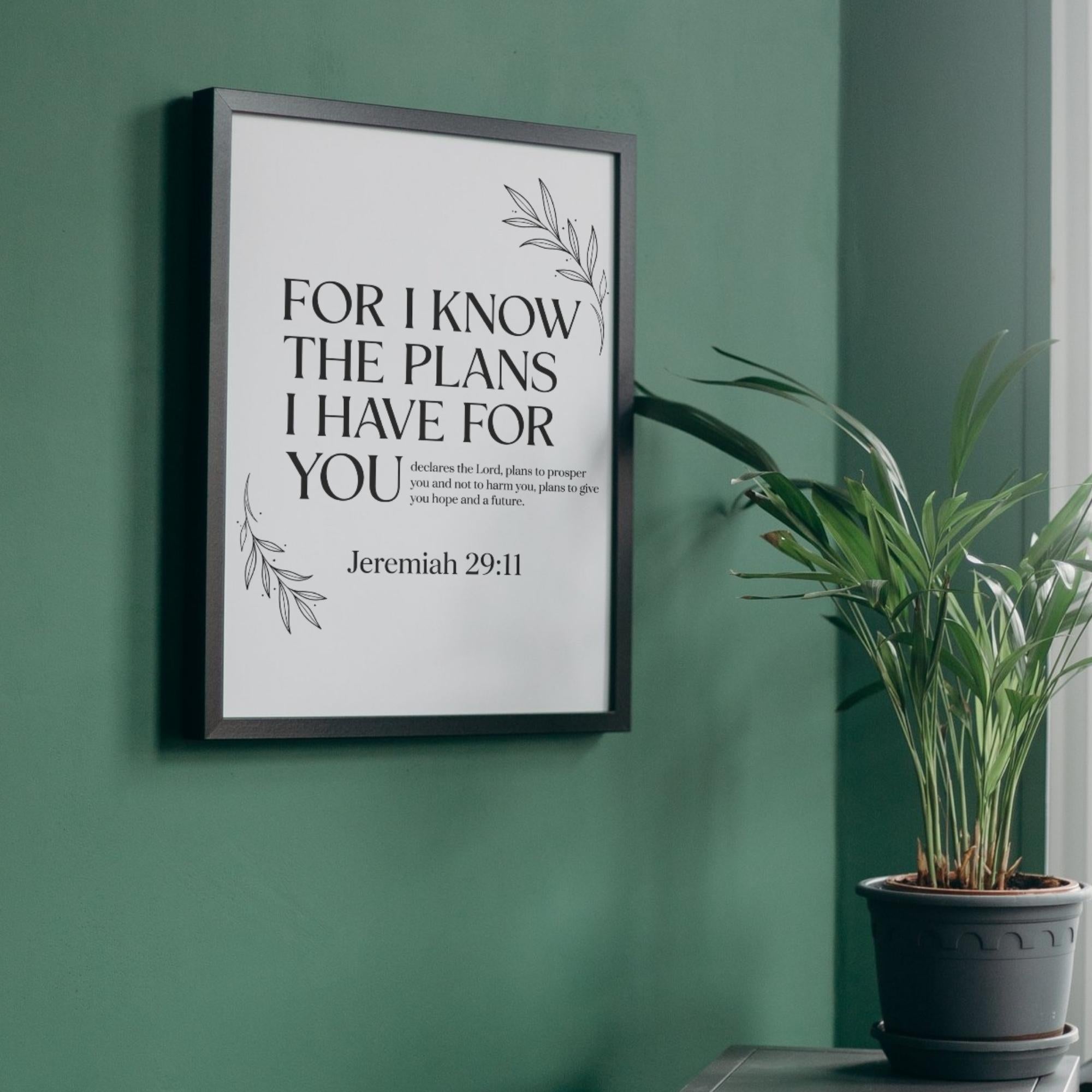 Jeremiah 29:11 Bible Verse Print, Minimalist Scripture Poster (Digital Download)