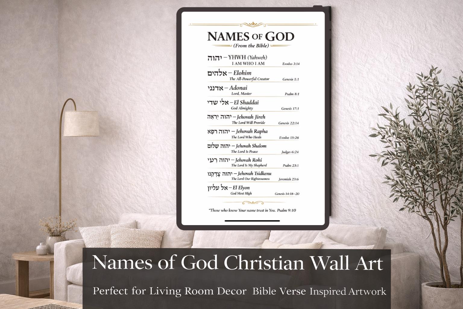 Hebrew Names of God Poster, Bible Verses, Christian Wall Art (Digital Download), Wall Decor
