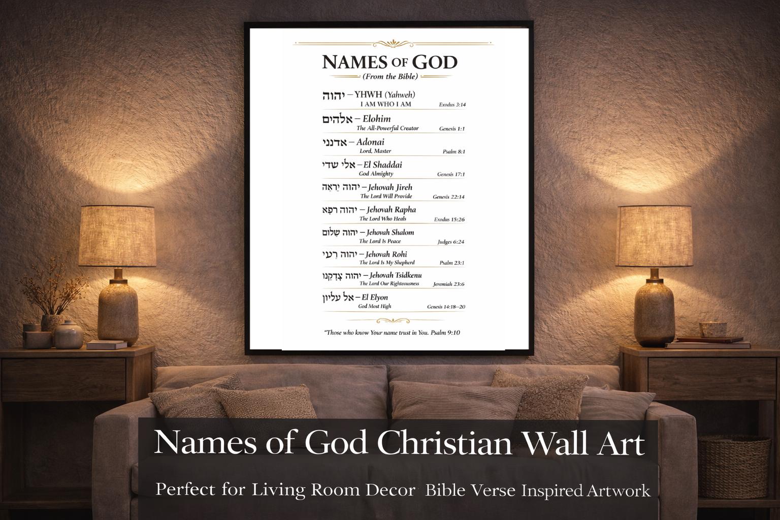 Hebrew Names of God Poster, Bible Verses, Christian Wall Art (Digital Download), Wall Decor