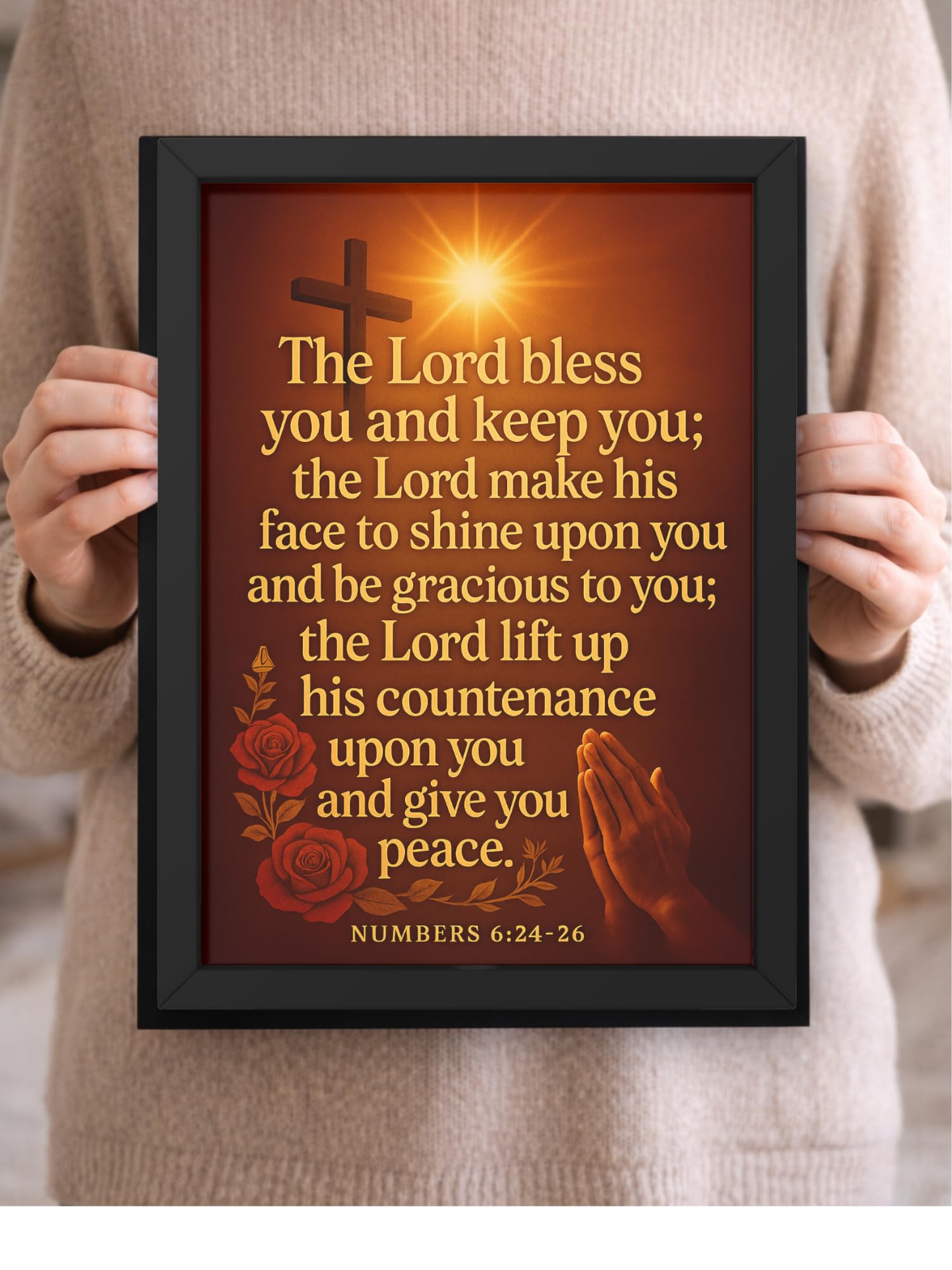 Uryans - Let's Upgrade Together Numbers 6-24-26 Bible Verse Wall Frame | Christian Living, Bedroom & Kids Room Decor A4 Size (13.6 x 10.2 inches)